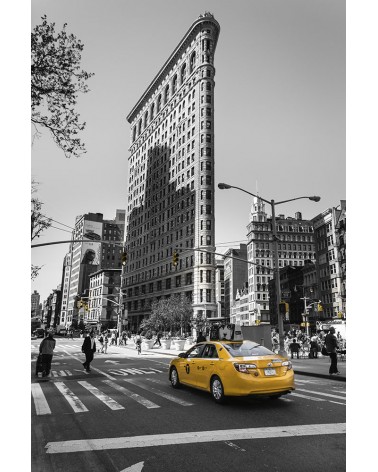 Flatiron Building and Yellow Cab - photographie Nicolas Mazières 
Un Yellow Cab devant le Flatiron Building